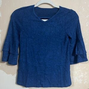 Girls Long Sleeve Statement Blue Top